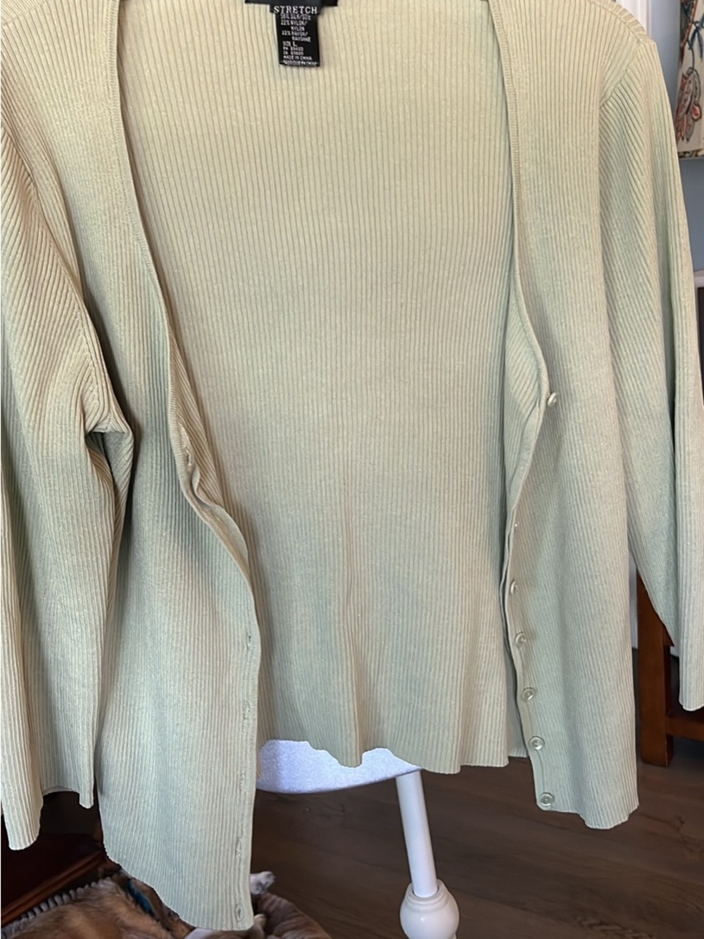august silk Light Sage Ribbed Button-Front Cardigan